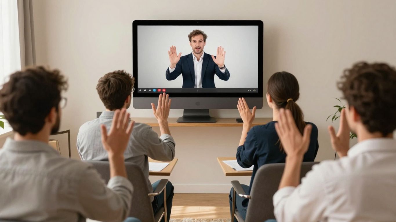 Corporate team enjoying a virtual magic performance