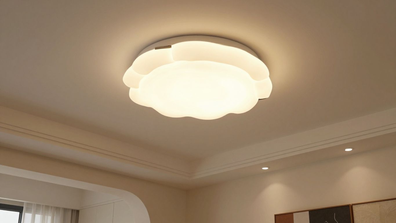 Modern chandelier illuminating a stylish living room.