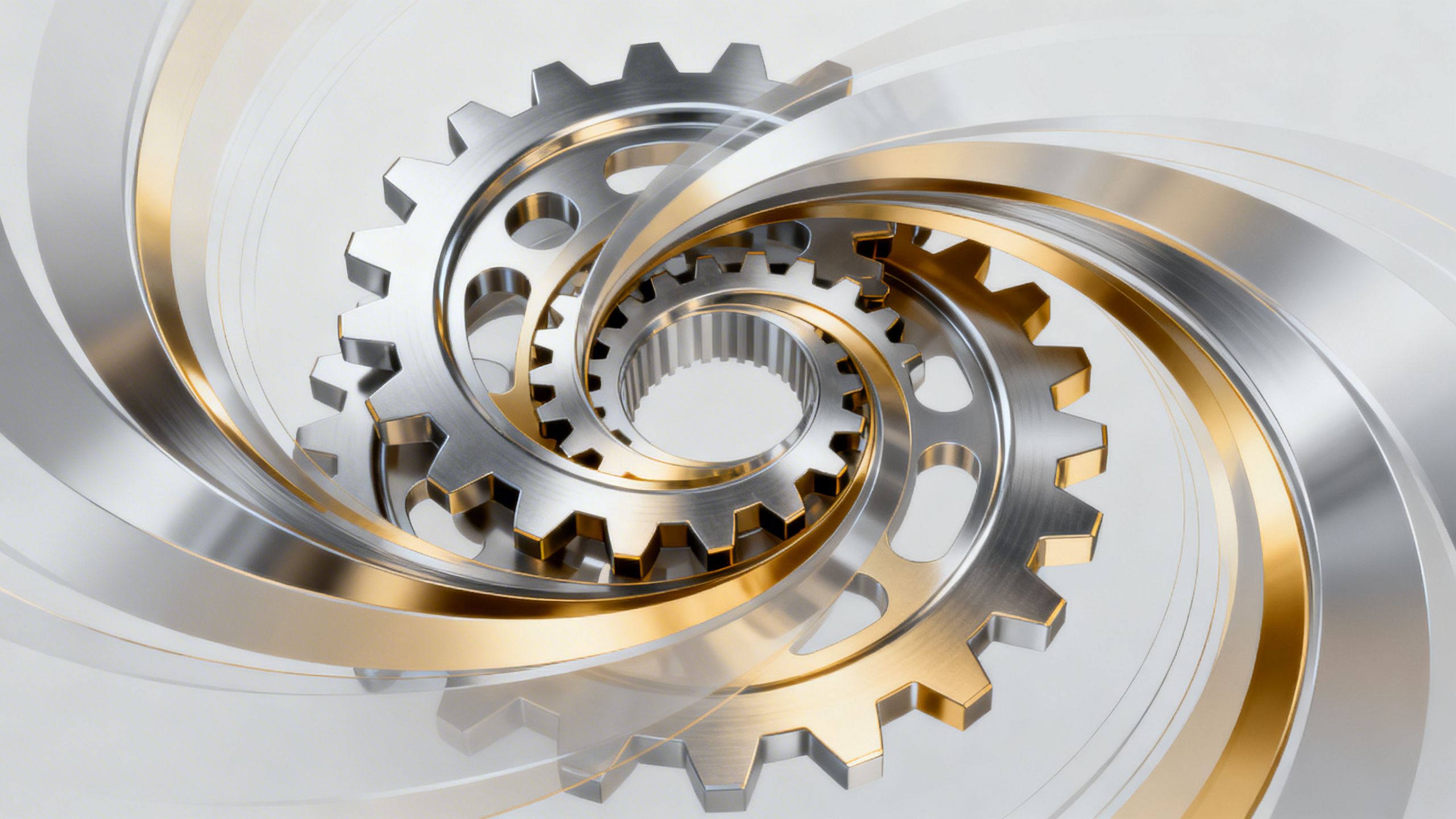An abstract illustration of gears and cogs working together, representing business process automation