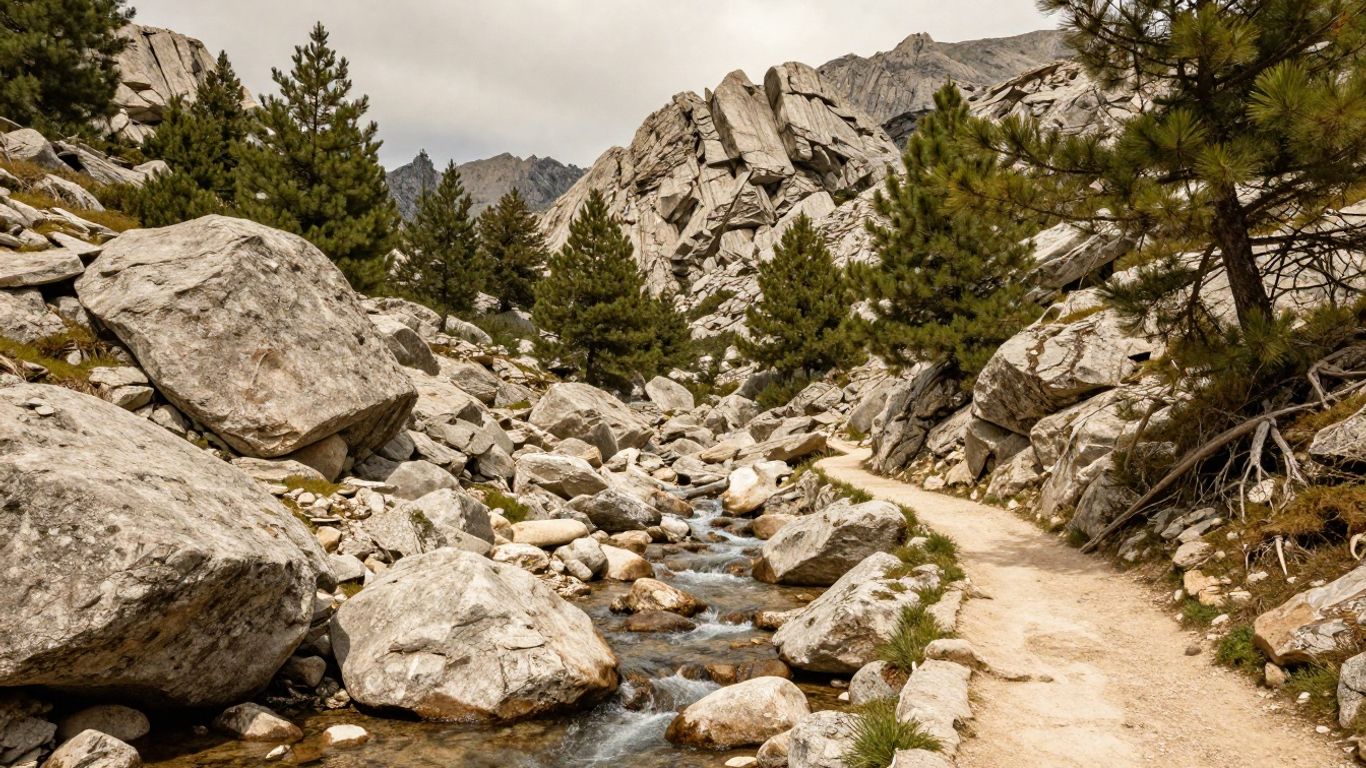 Granite peaks and clear mountain pools near Corte