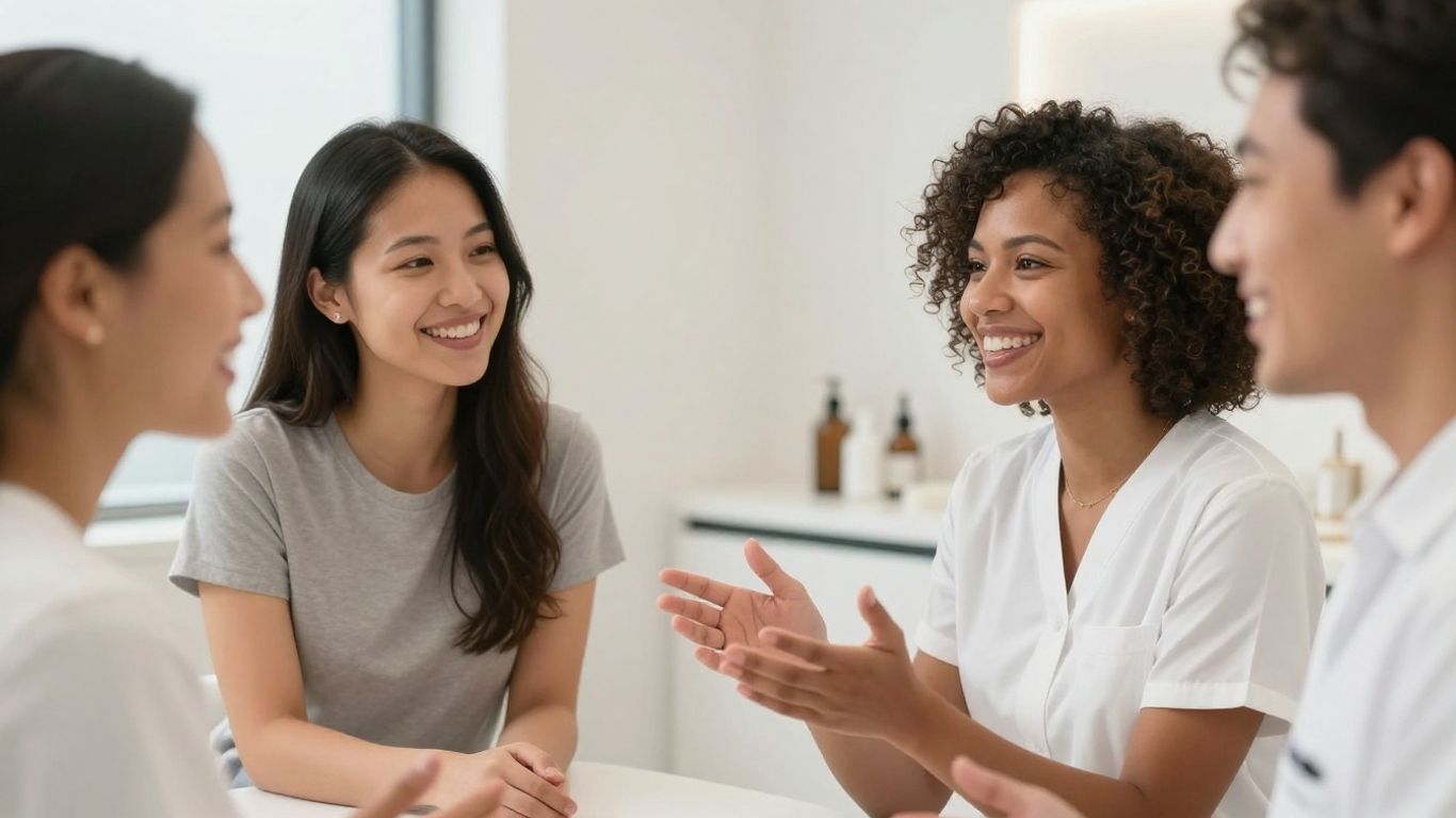 Diverse Americans in a medspa consultation.