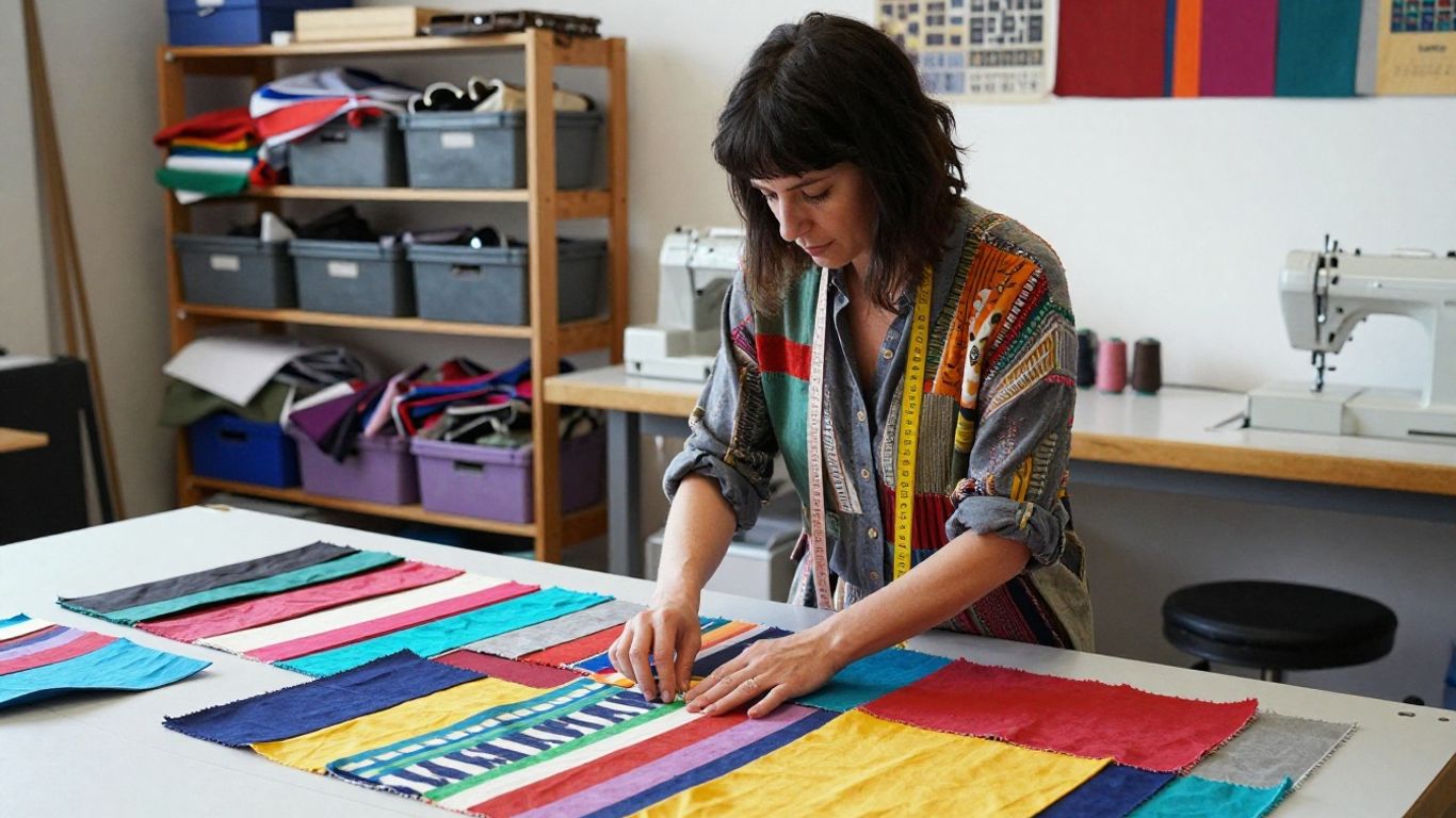 Bethany Williams working with sustainable fashion materials.