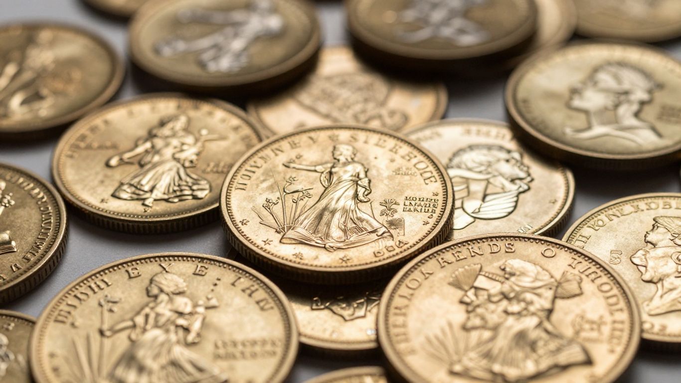 Collection of shiny gold coins