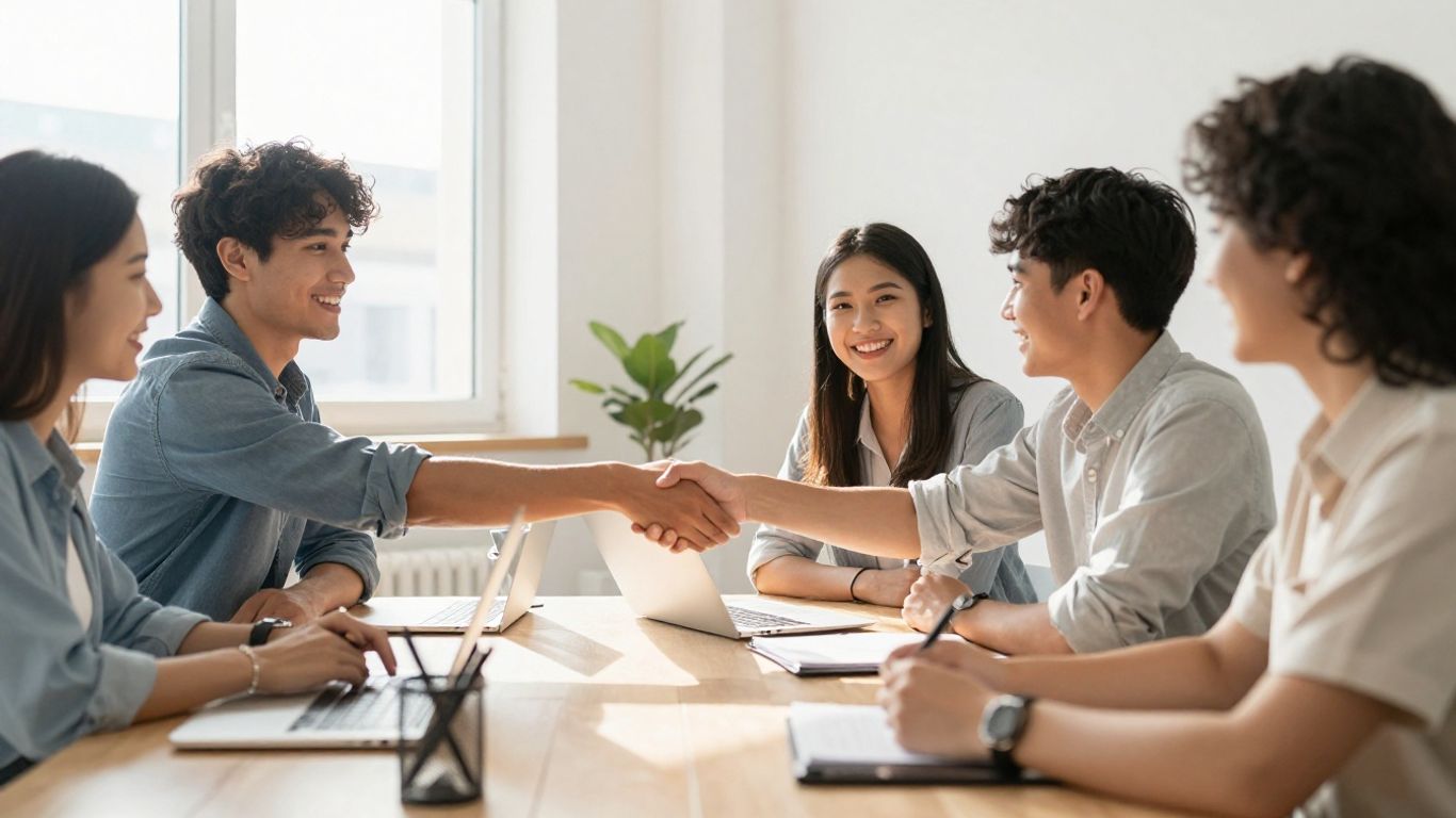 Hiring interns in a modern office.