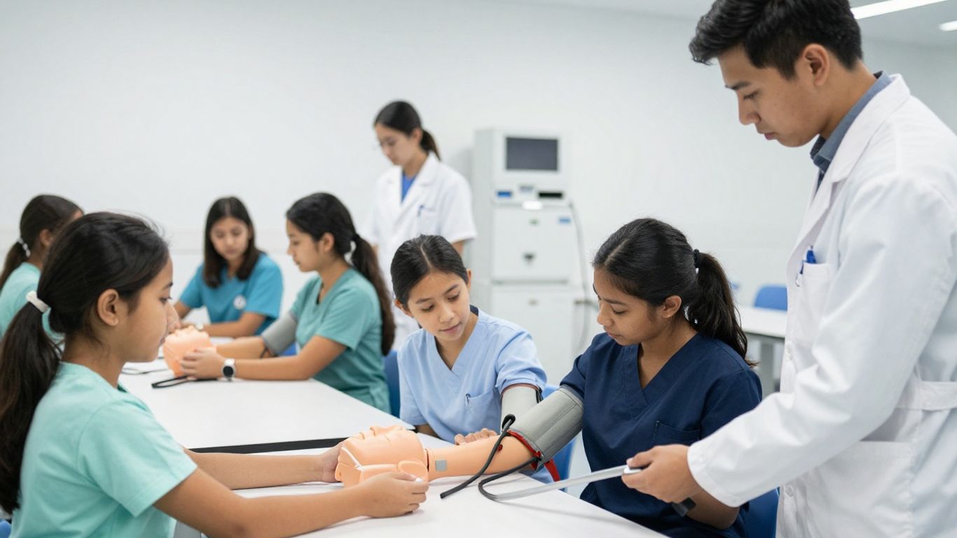 Diverse students learning modern patient care