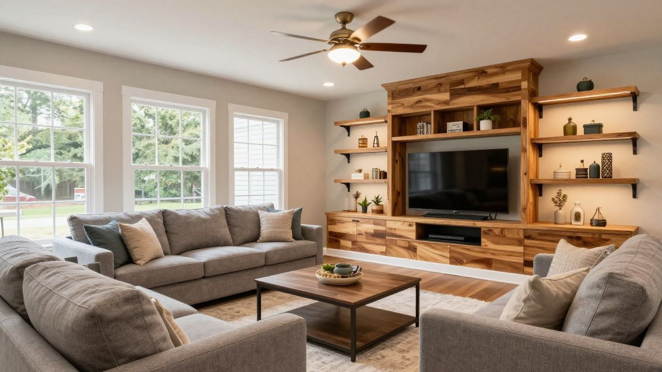 Finished basement remodel in Suwanee, Georgia.