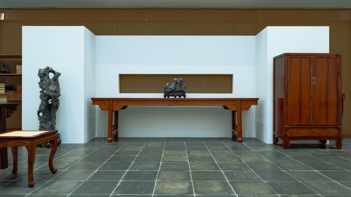 Stone furniture concept in refined interior