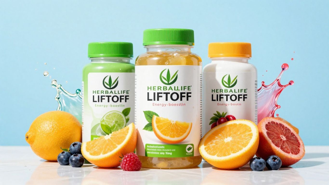 Herbalife Liftoff energy drink with fruits.