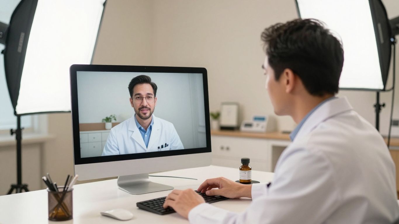 Doctor recording a calm patient education video