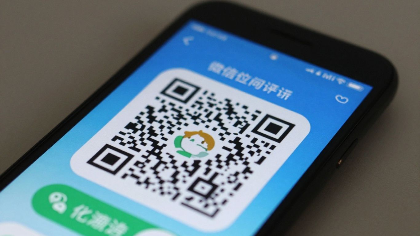 Smartphone showing a WeChat QR code