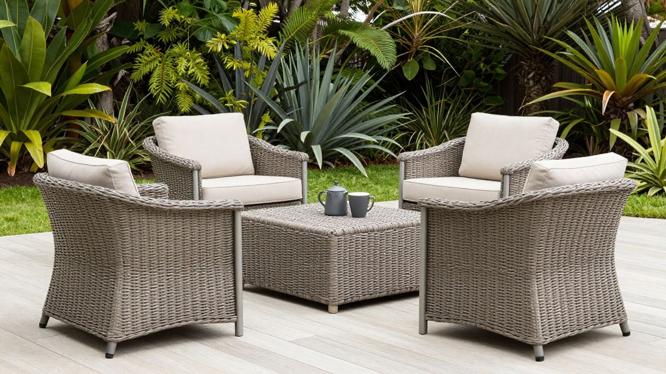 Outdoor furniture materials on a sunny patio