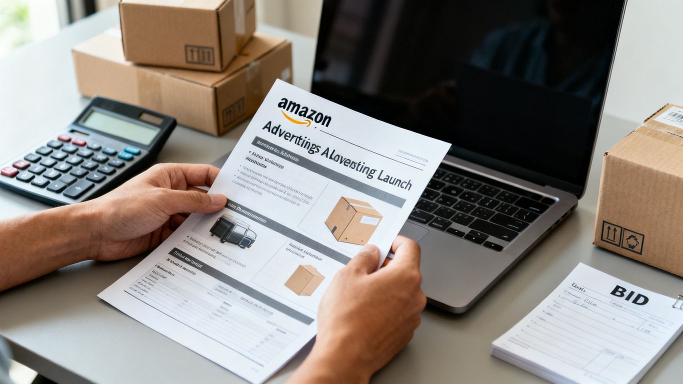 Amazon PPC campaign launch planning desk