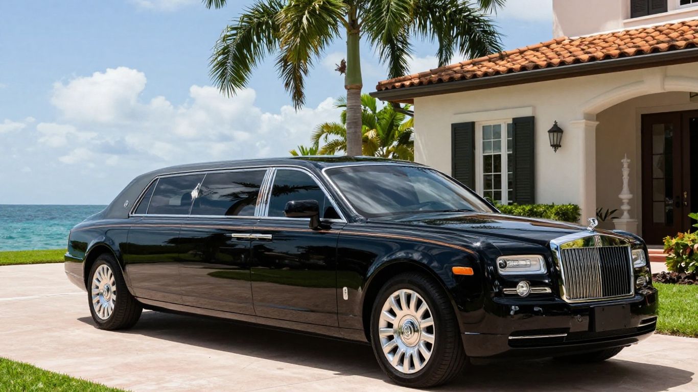 Luxury limousine in Palm Beach.