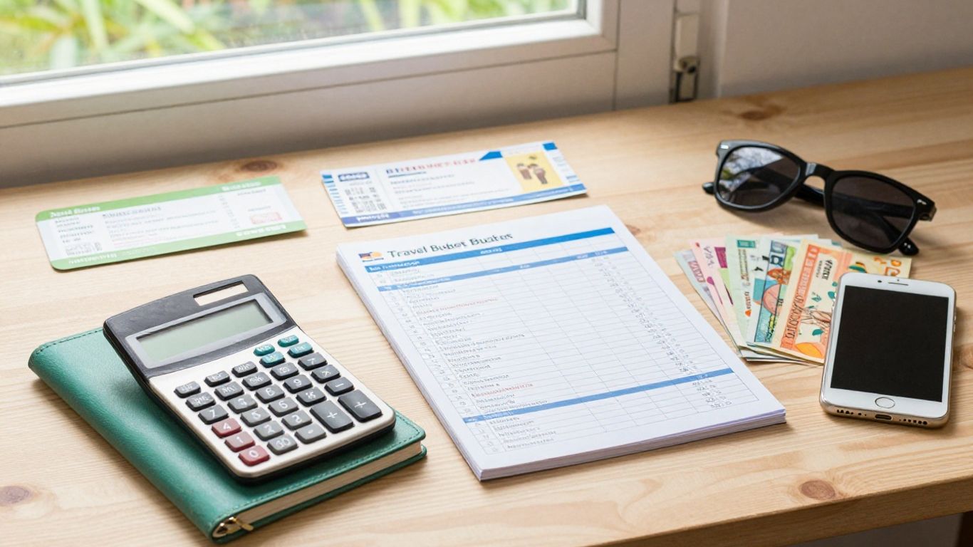 Colorful theme park vacation budget planning