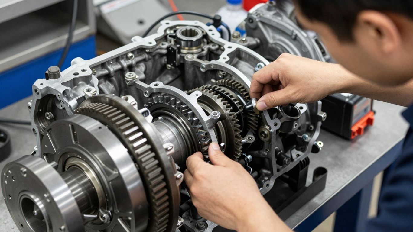 Gearbox inspection on an Australian workshop bench