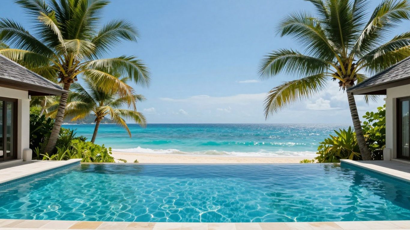 Tropical island villa with ocean view