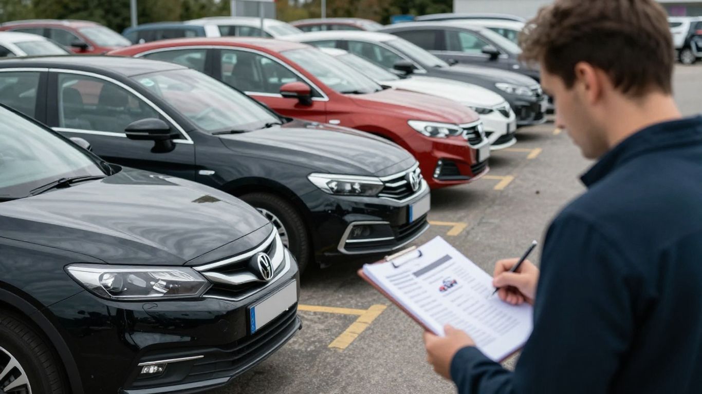 Mehrere gebrauchte Fahrzeuge auf Händlerplatz