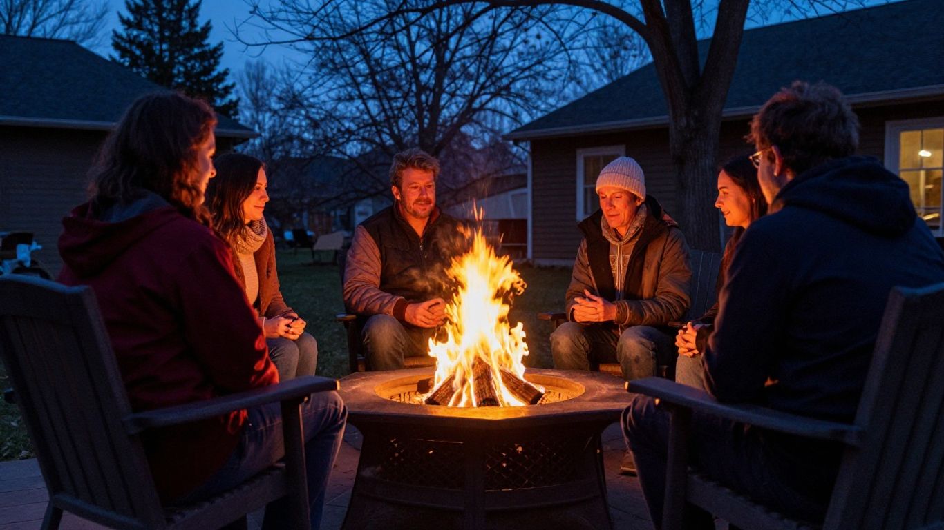 Cozy fire pit on a cool spring evening in Rochester, MN.