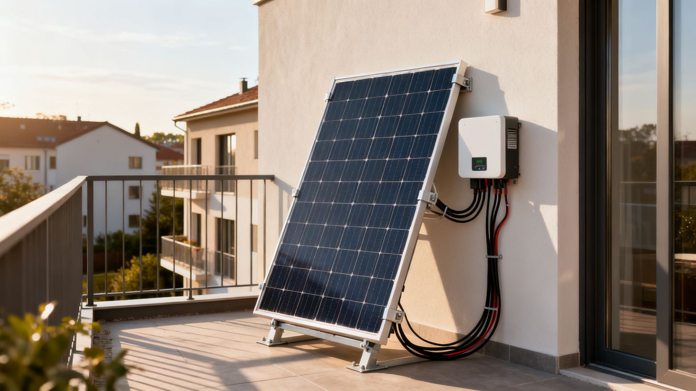 Panneau solaire installé sur une terrasse ensoleillée