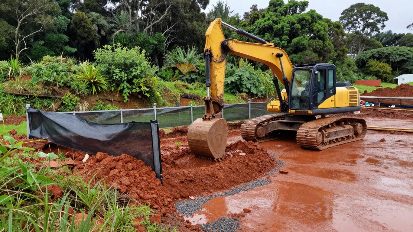 Sediment controls around a rainy excavation site