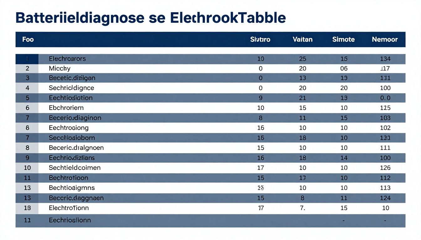Vergleichstabelle der verschiedenen Methoden zur Batteriediagnose bei Elektroautos