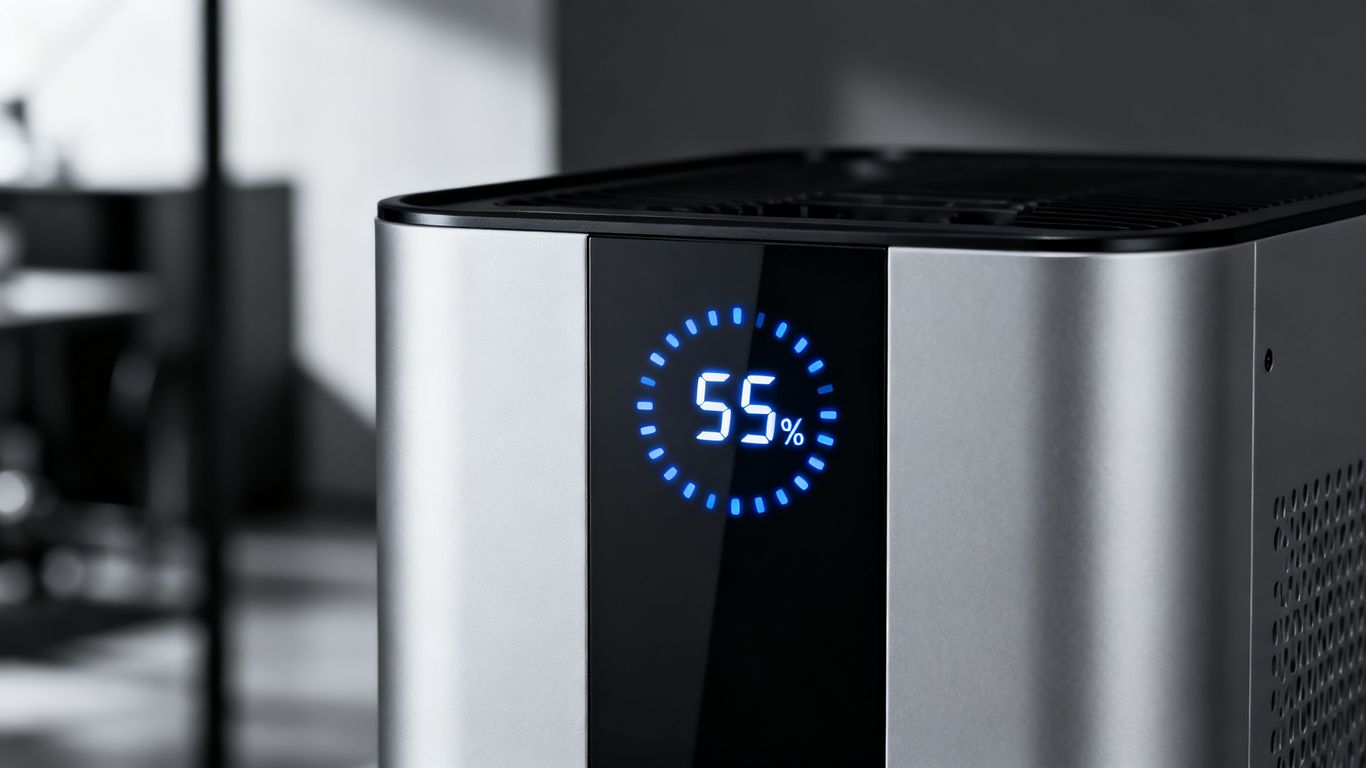 Smart dehumidifier interface in a bathroom