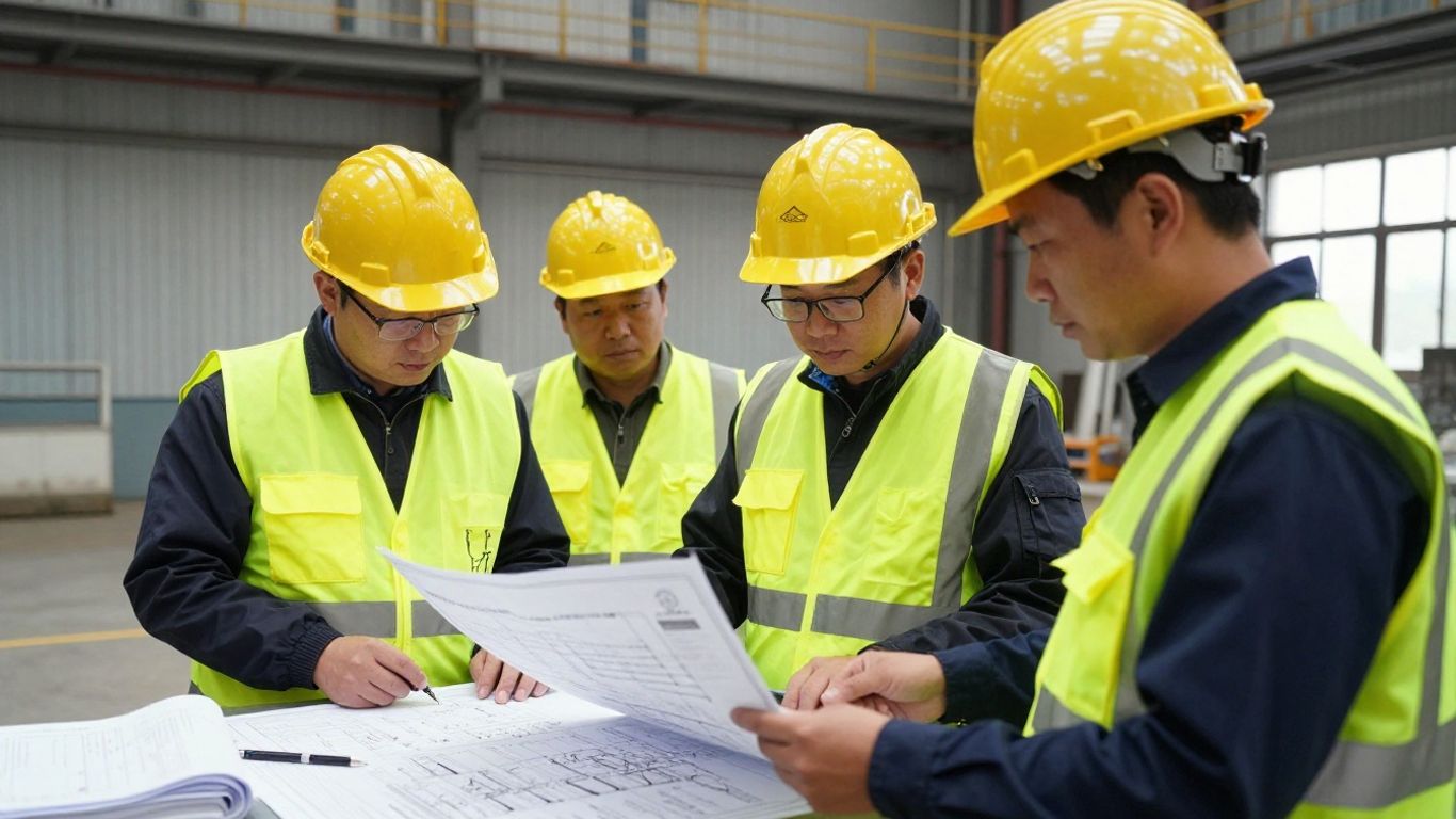 safety inspectors reviewing site plans