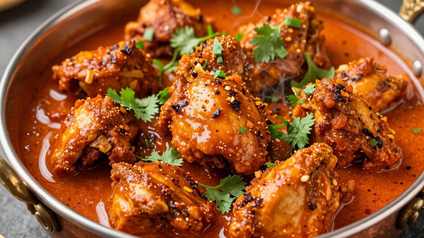 Authentic Indian spicy chicken curry with cilantro garnish.