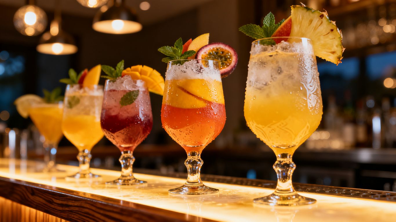 A collection of vibrant cocktails