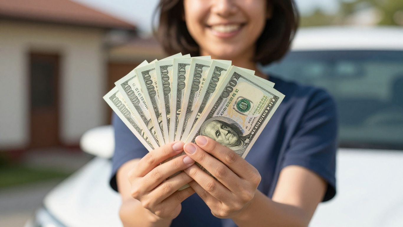 Person holding cash, achieving financial goals.