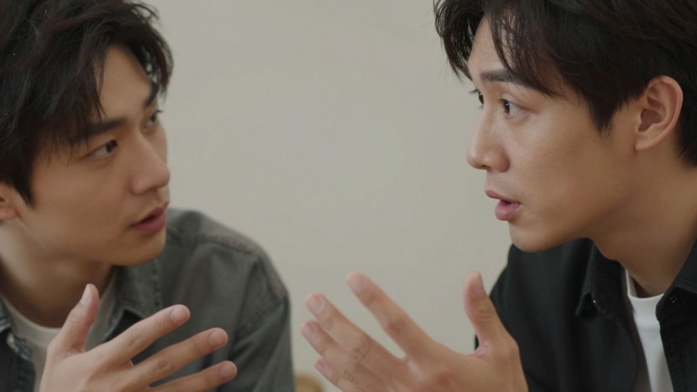 Deux personnes en pleine conversation, communication non verbale.