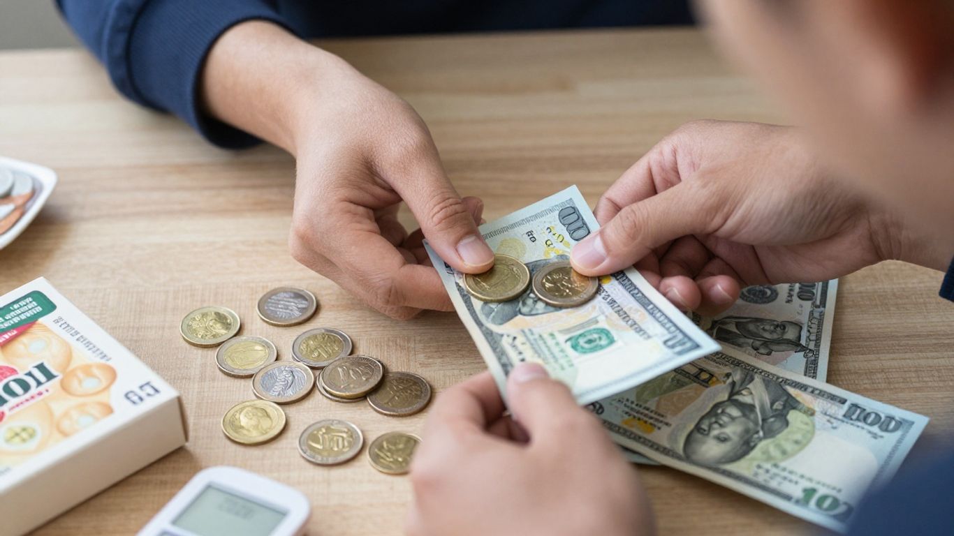 Persona ahorrando dinero con compras inteligentes.