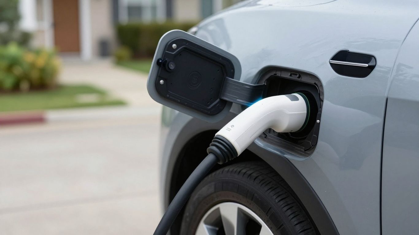 EV charger connected to an electric car.