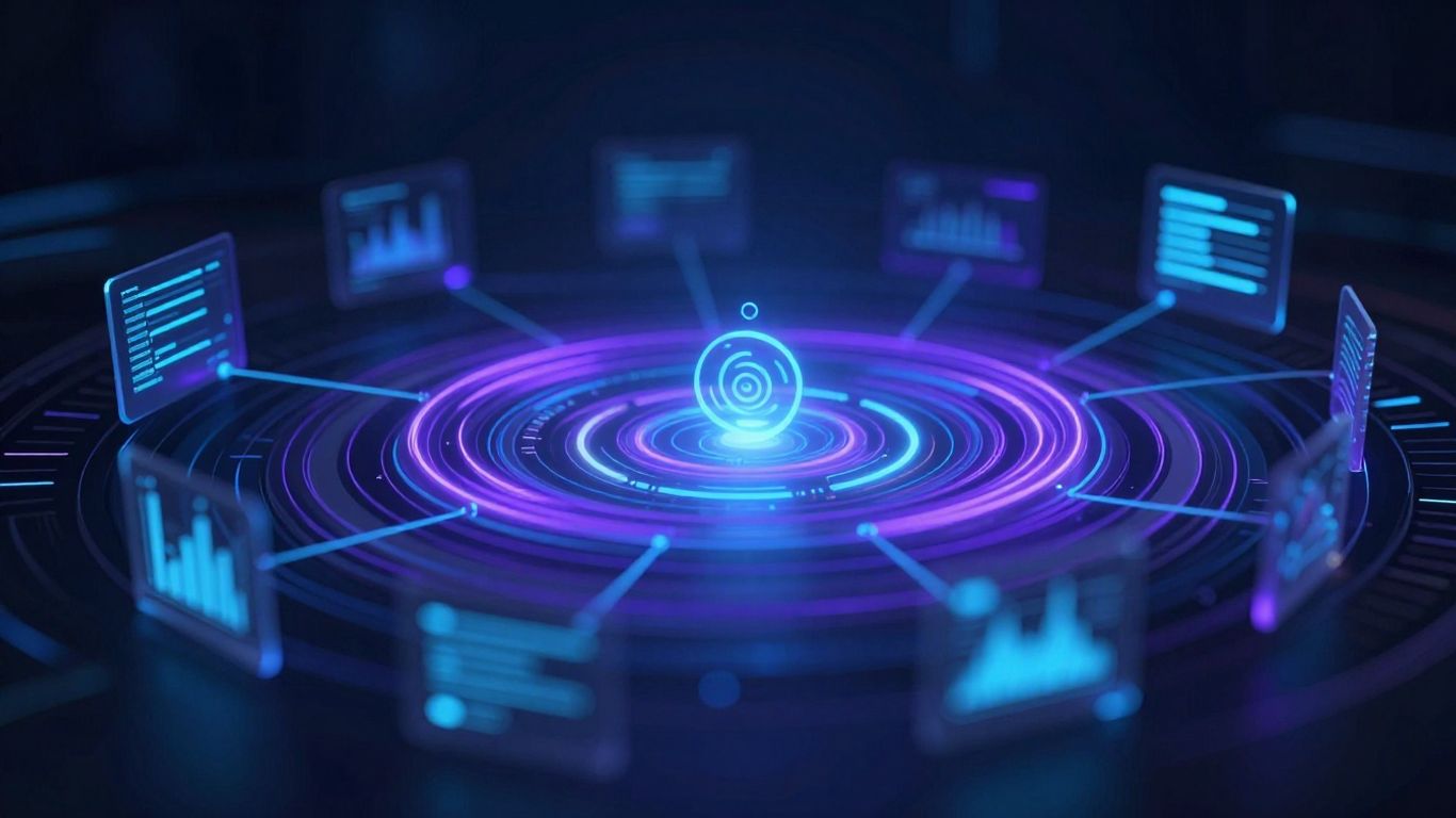 Julius AI interface with abstract data visualizations.