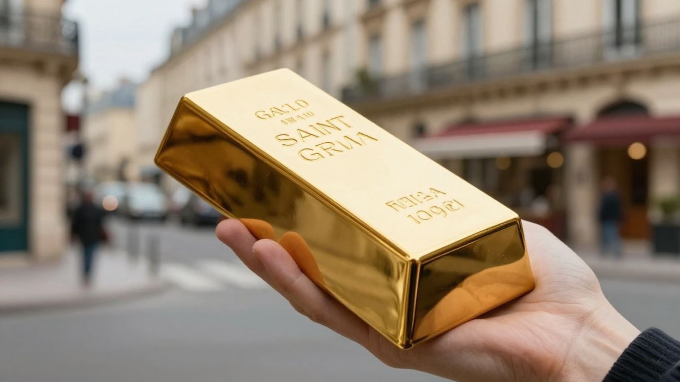 巴黎街景中的金锭