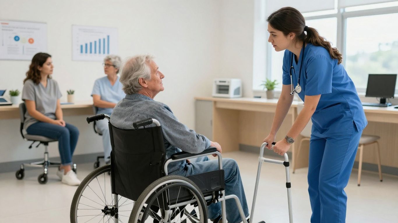 CNA student assisting an older adult during clinical practice