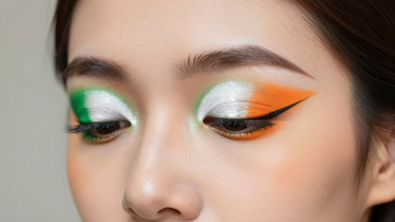 Woman with patriotic makeup for Republic Day