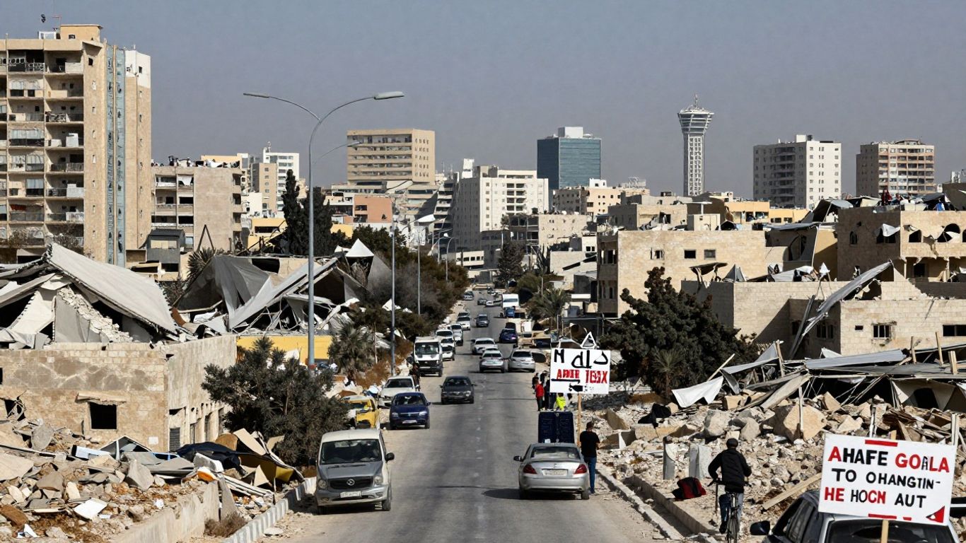 Israel-Gaza conflict landscape with elements of hope and challenges.