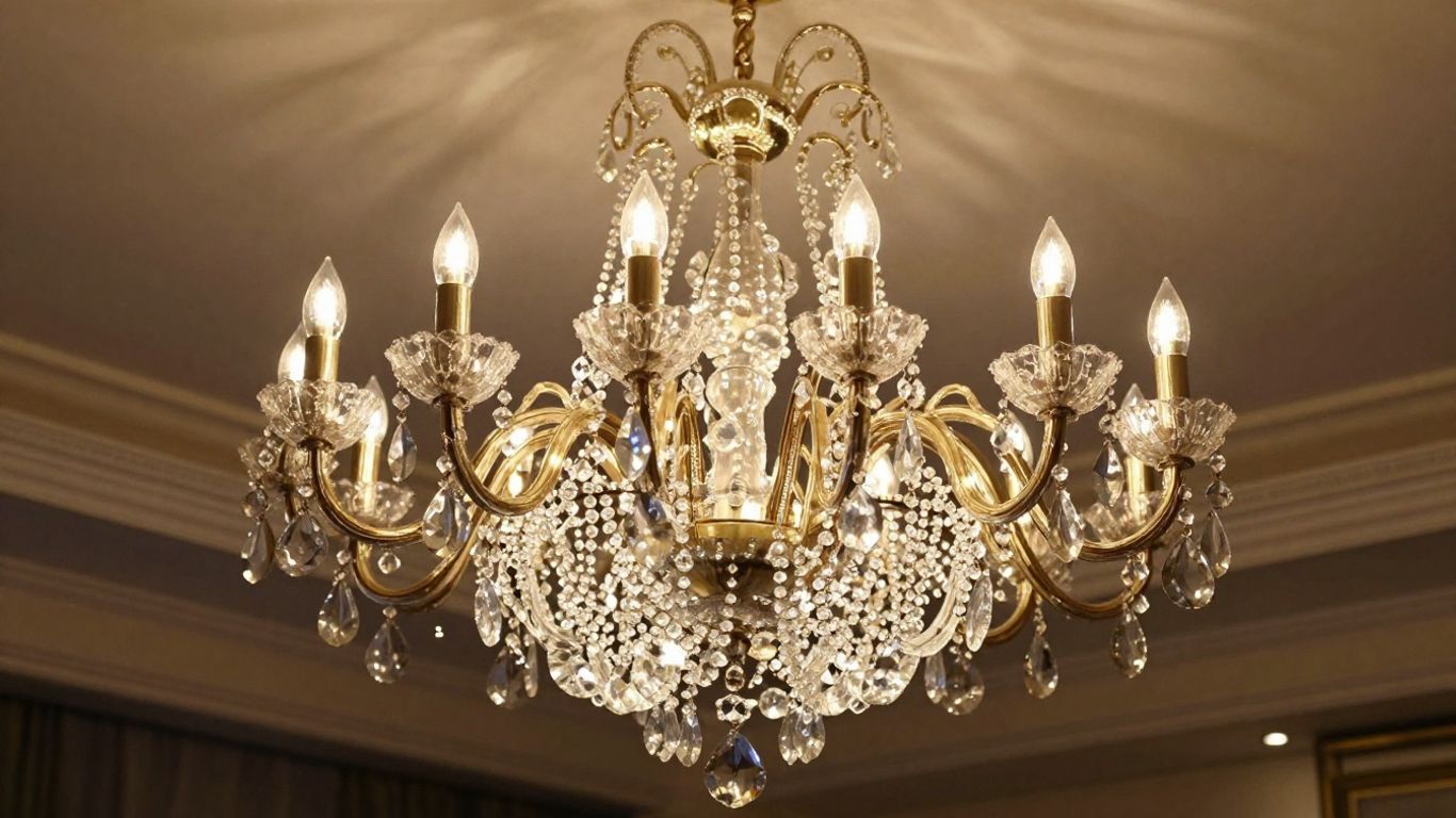 Elegant 6-light chandelier illuminating a room.