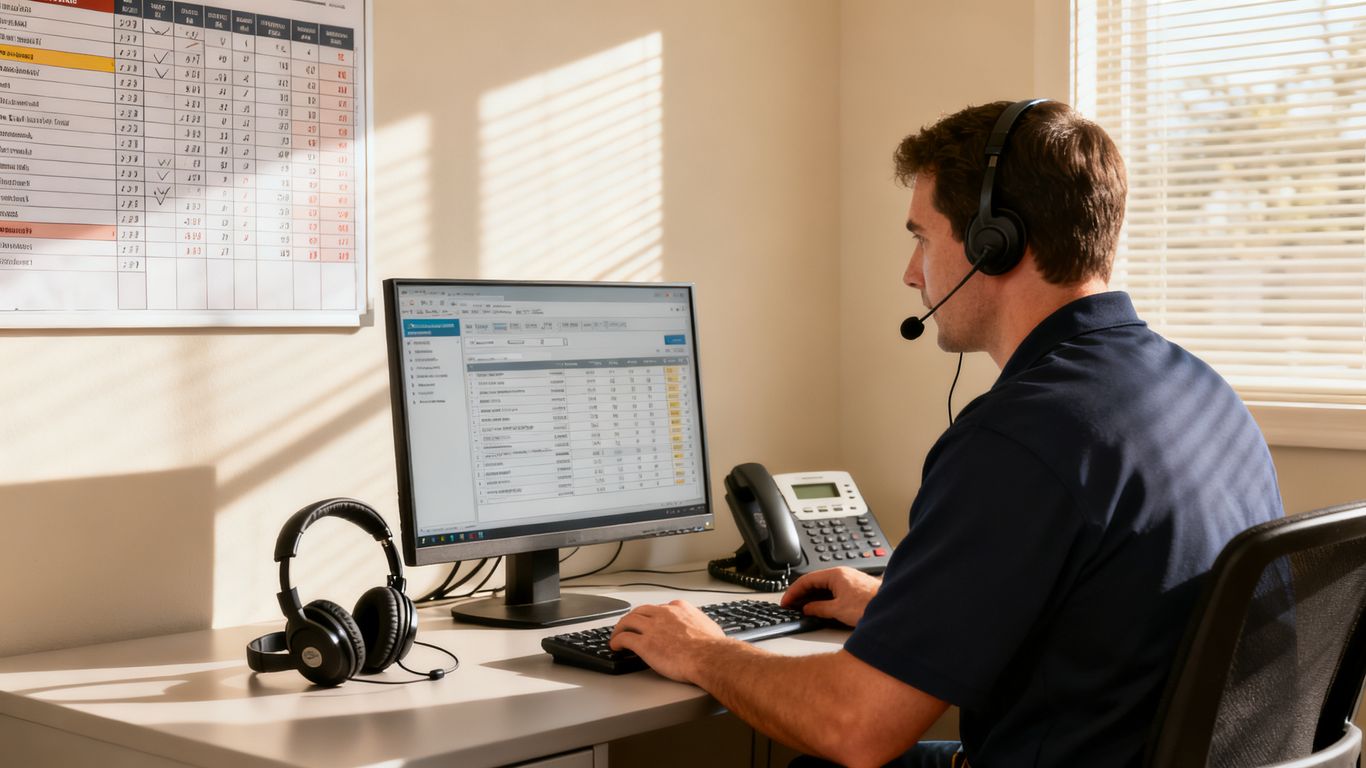 HVAC dispatcher reviewing qualified customer calls