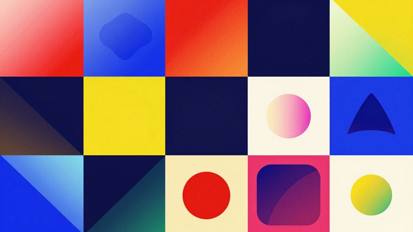 Collage d'art numérique abstrait et coloré.