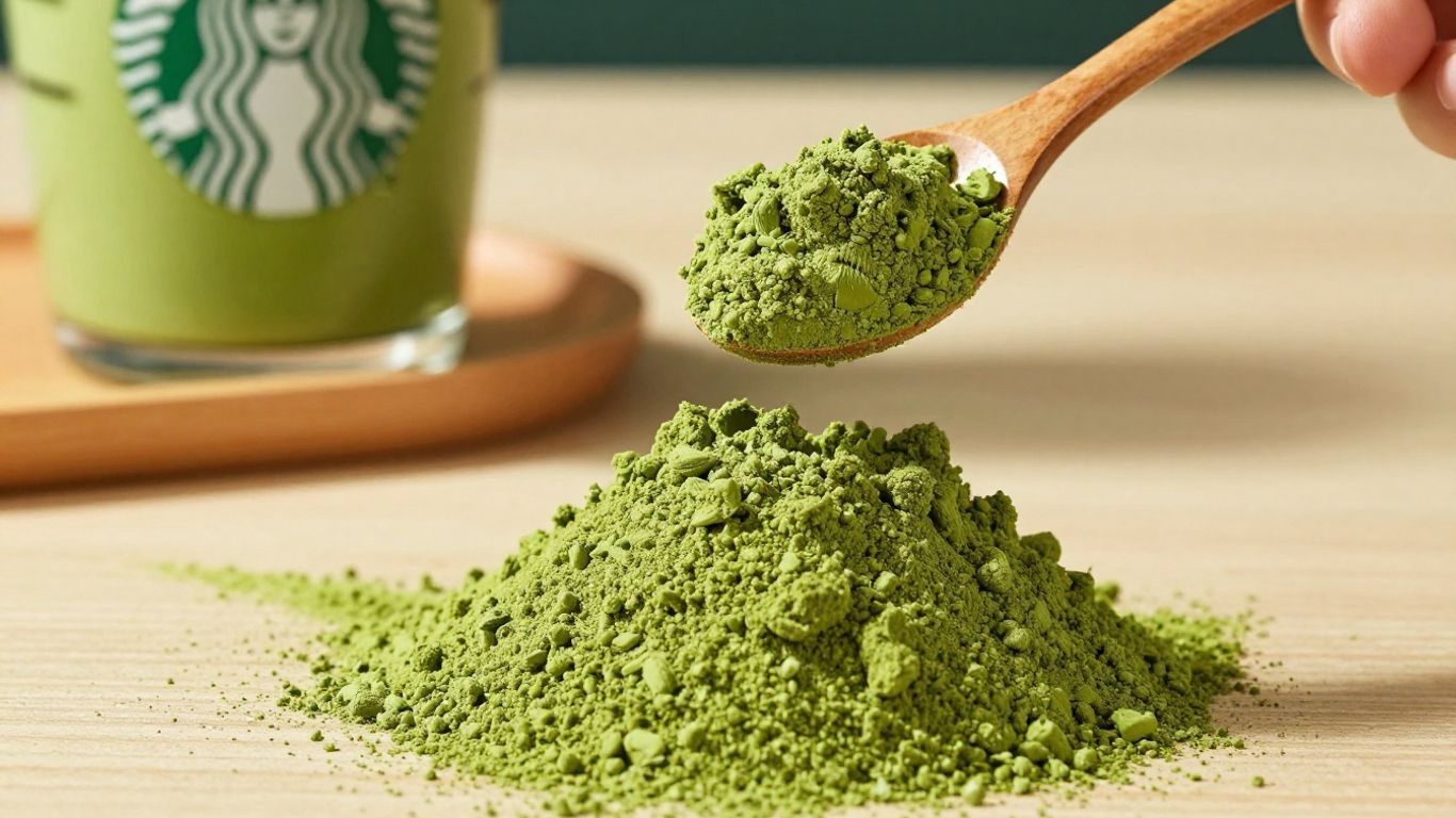 Starbucks matcha powder and a drink