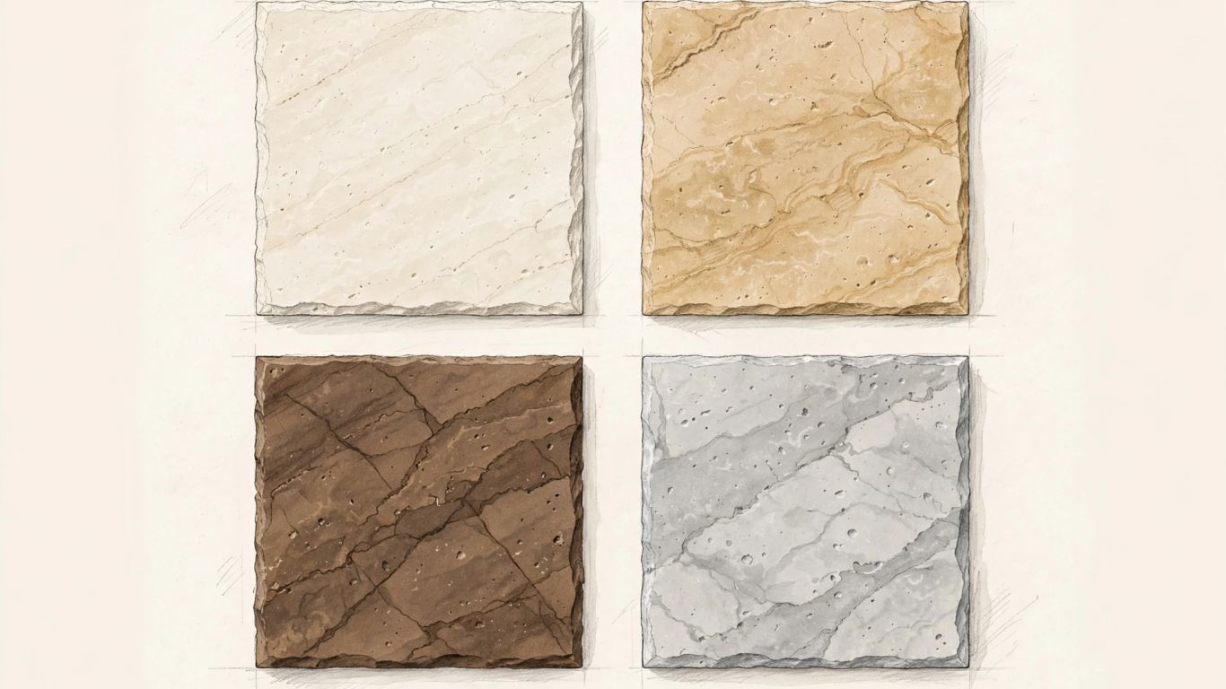 Ivory and walnut travertine tile style options