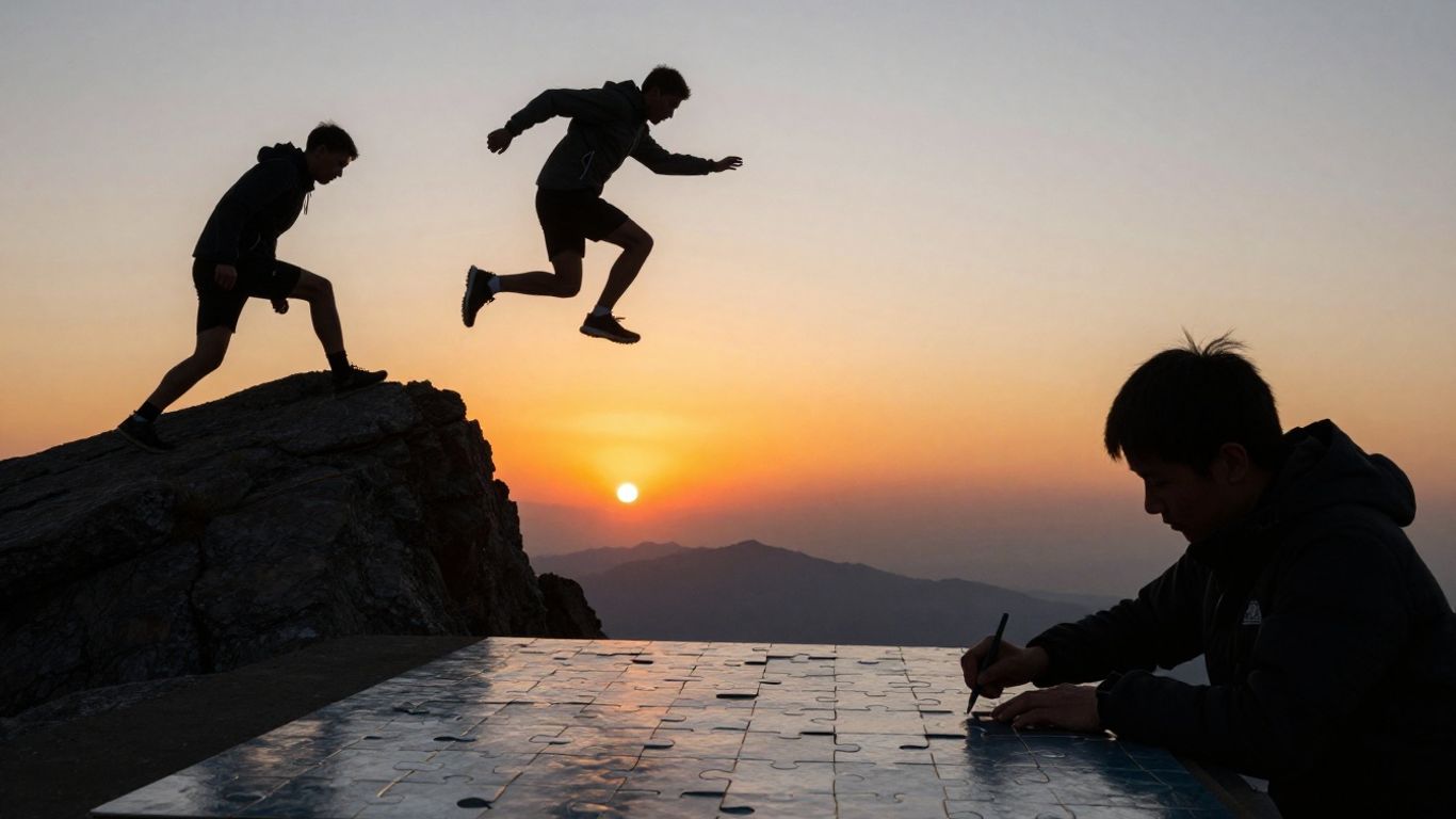 Person achieving goals with different types of motivation.