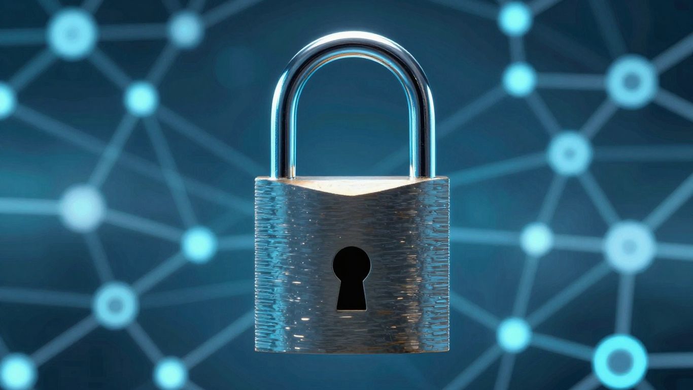 Digital padlock on a network background