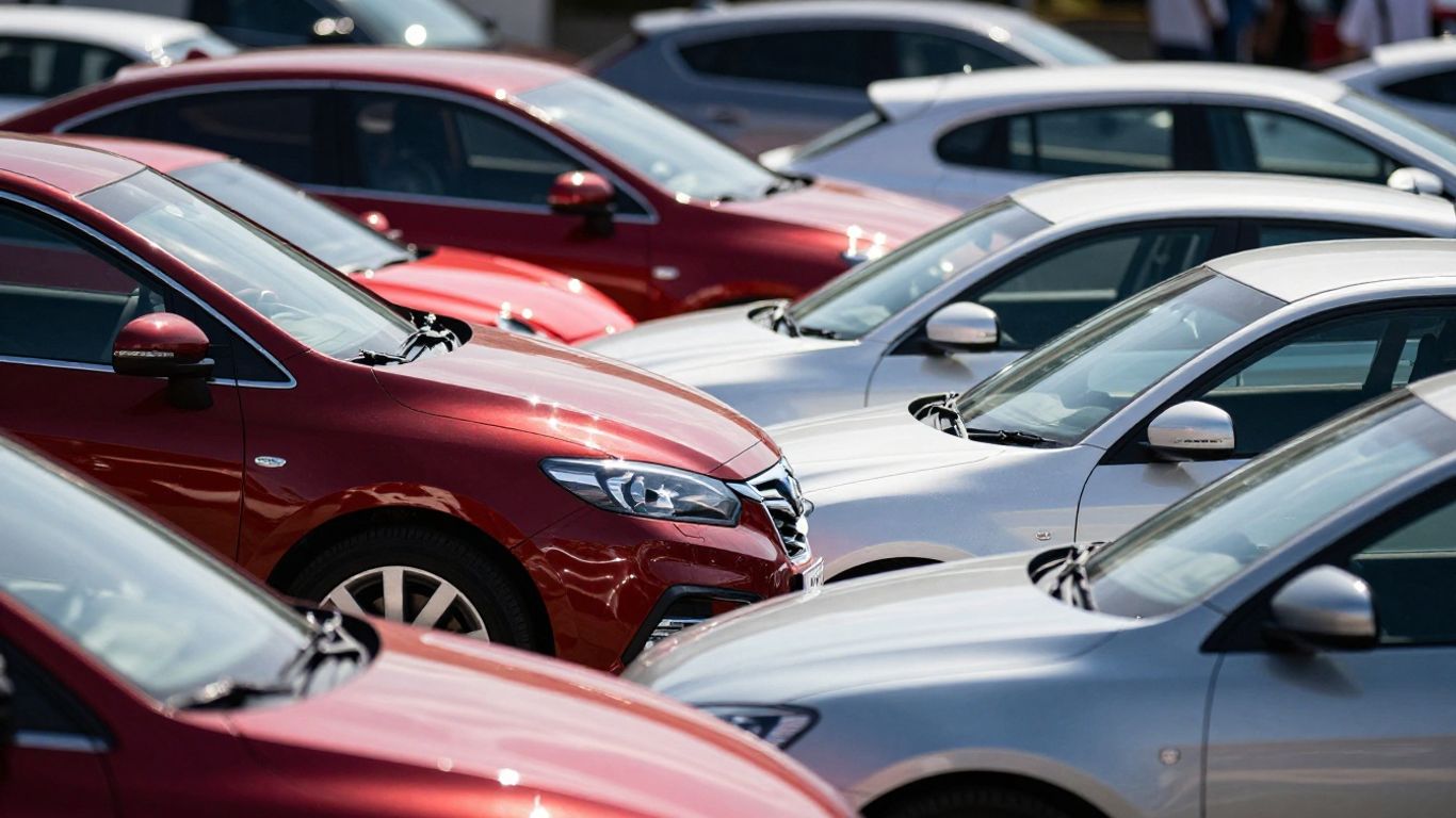 Verschiedene Gebrauchtwagen auf einem Parkplatz.