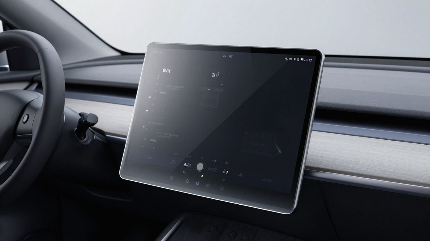 Tesla dashboard with protector fitting