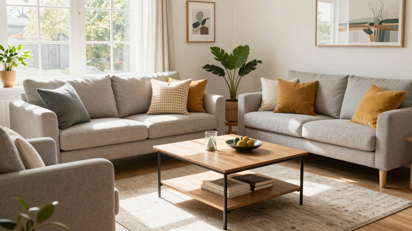 Affordable furniture in a stylish living room.