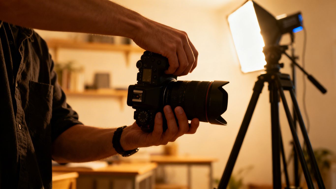 Filmmaker capturing educational video on a budget.