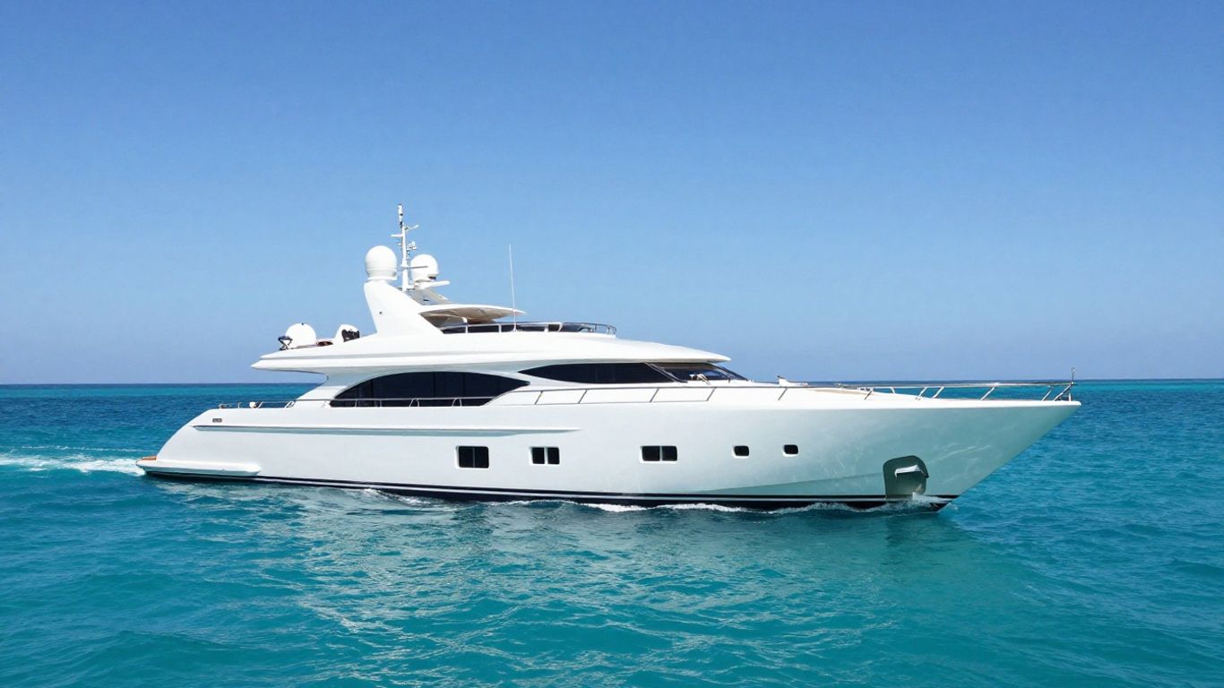 Iconic superyacht sailing on a clear blue ocean.